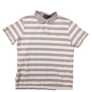 Polo Ralph Lauren Men's Grey‎ White Stripe Custom Fit Polo Shirt size XL